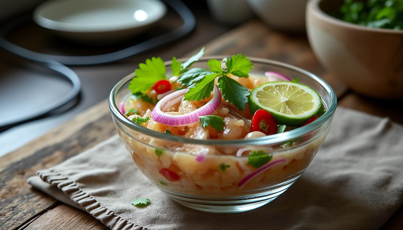 découvrez notre recette de ceviche de daurade, fraîche et savoureuse, avec une marinade parfaite pour un plat léger et plein de saveurs.