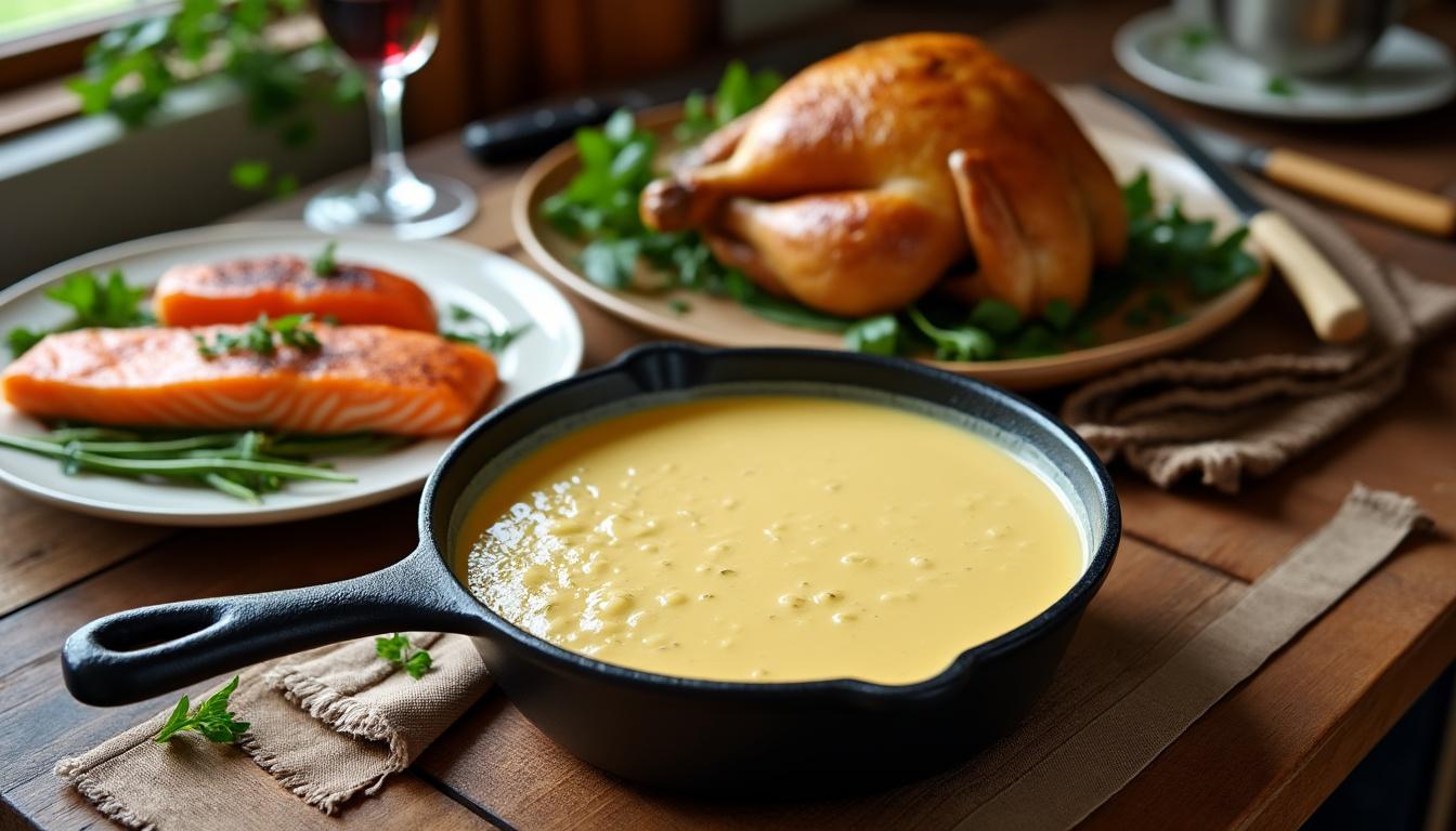 découvrez notre recette de fondue de poireaux crémeuse, parfaite pour sublimer vos viandes et poissons avec douceur et gourmandise.