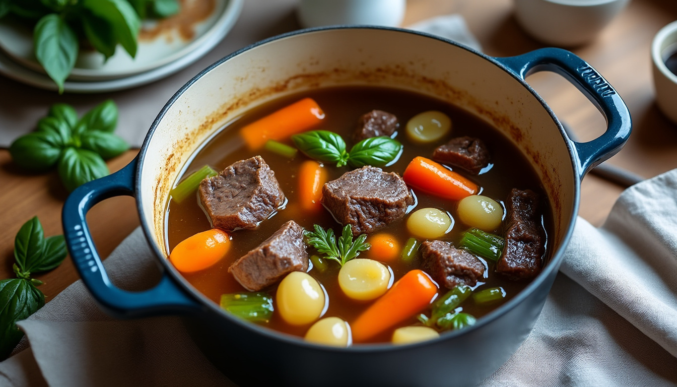 découvrez notre recette traditionnelle de pot-au-feu avec viande tendre, légumes frais et un bouillon maison savoureux, pour un plat réconfortant et authentique.