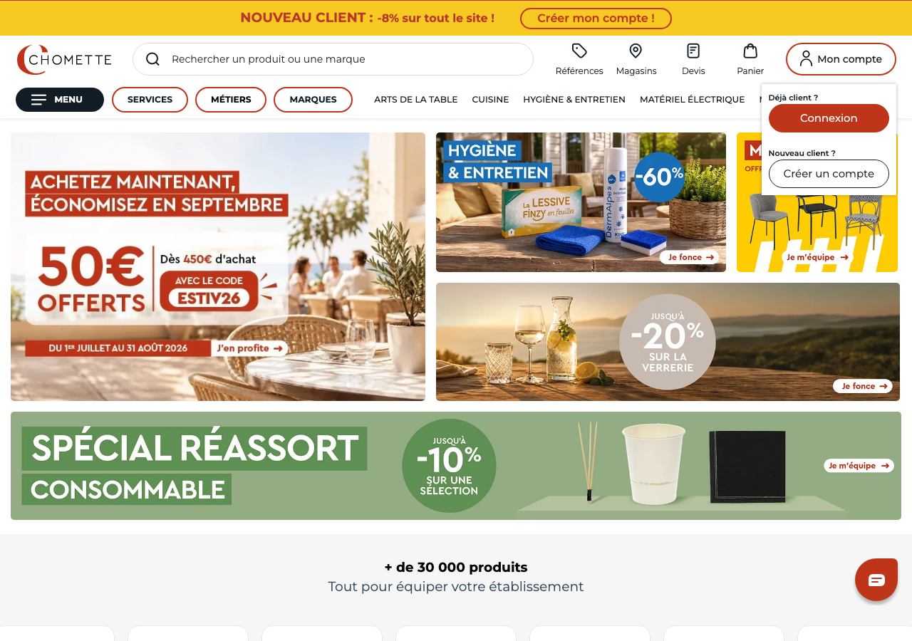 Capture d'écran du site chomette.com